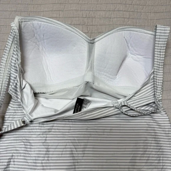 Nip Tuck Swim Gray & White Striped One-piece Swimsuit Size 12 - Picture 10 of 11